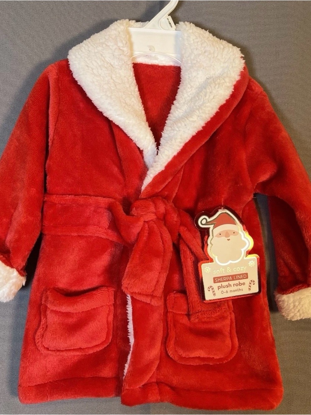 Holidays Soft & Cozy Sherpa Lined Plush Robe 0-6 Months